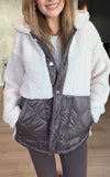 Women Hooded Patchwork Casual Plush Jacket