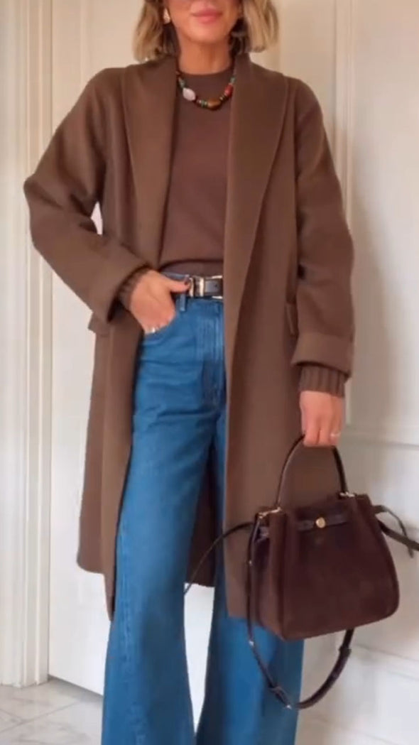 Women Collar Solid Color Temperament Casual Windbreaker