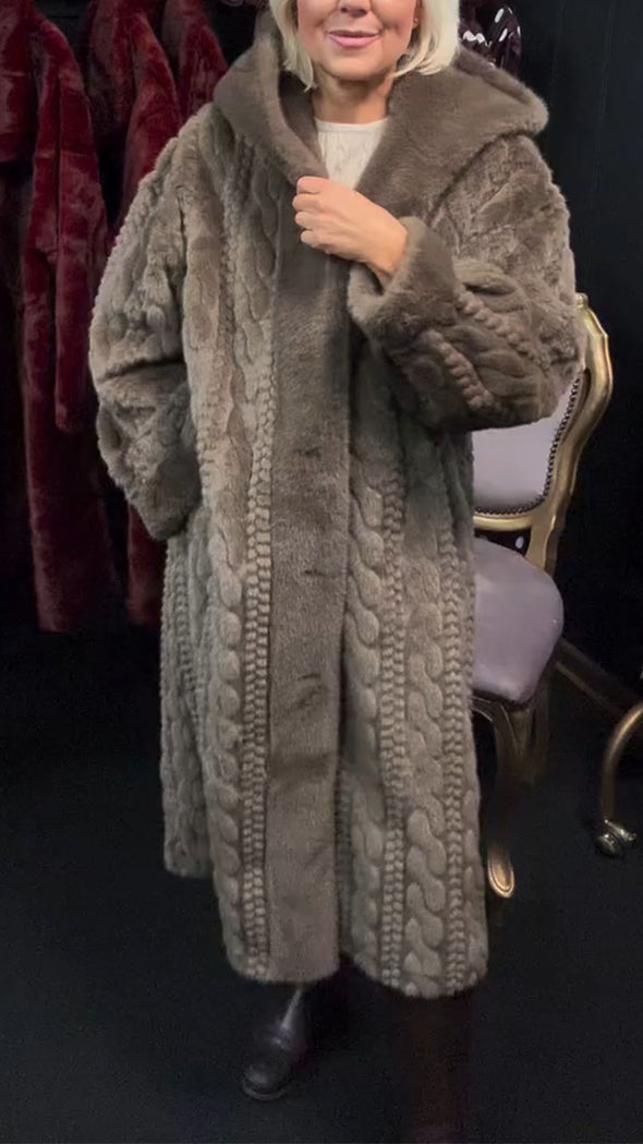 Women Hooded Woven Casual Plush Coat