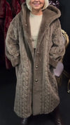 Women Hooded Woven Casual Plush Coat