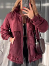 Women Stand Collar Patchwork Plush Casual Cotton Jacket