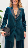 Women Collar Velvet Jacket+ Pants Temperament Dinner Casual Set