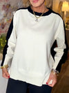 Women Round Neck Contrasting Casual Top