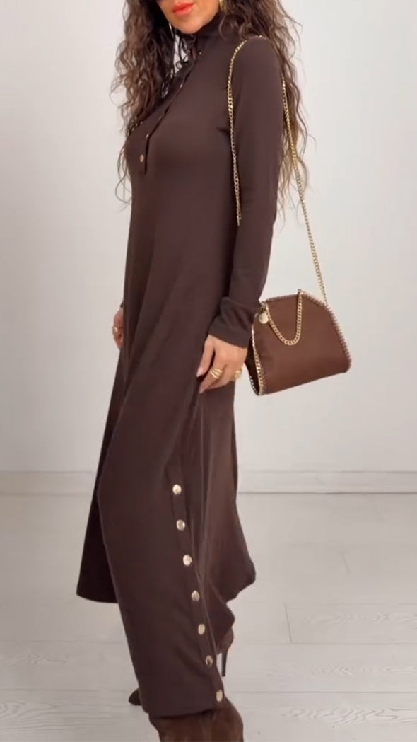 Women Lapel Button-down Elegant Casual Dress