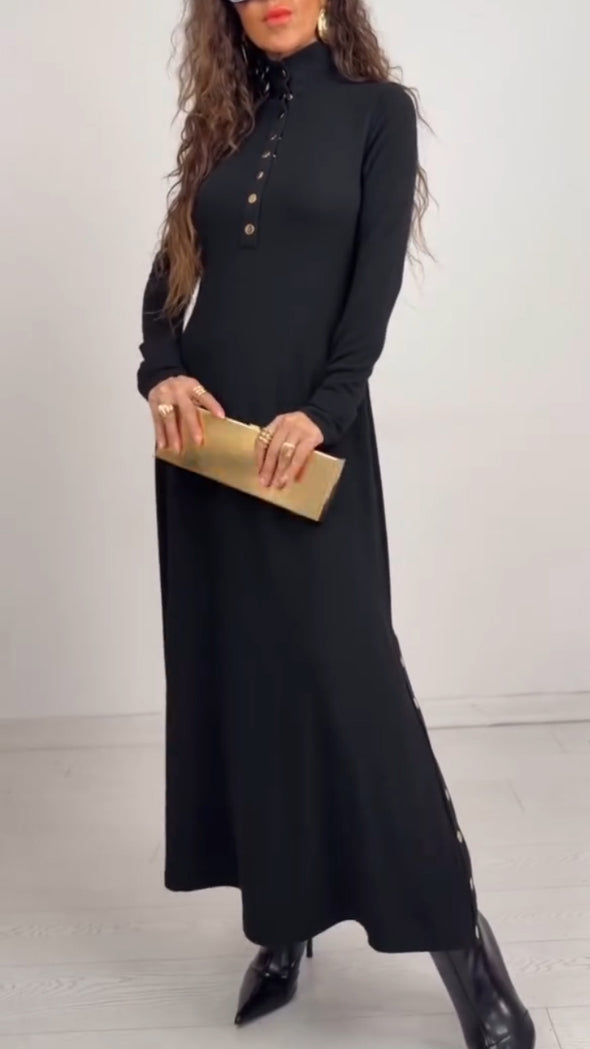 Women Lapel Button-down Elegant Casual Dress