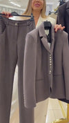 Women Laple Collar Breasted Jacket+ Pants Temperament Commuting Suit