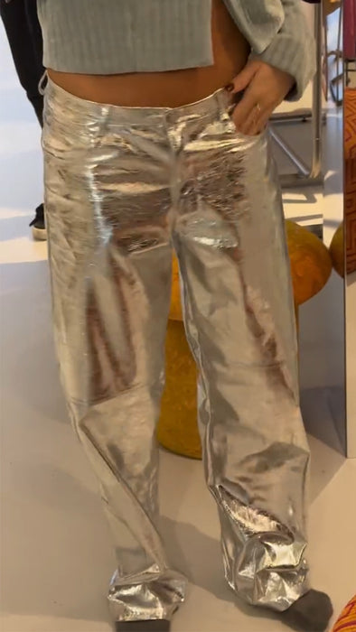 Women Shiny Casual Pants