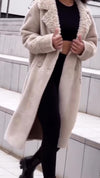 Women Laple Collar Splicing Plush Temperament Coat