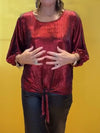 Womens Round Neck Shiny Casual Top