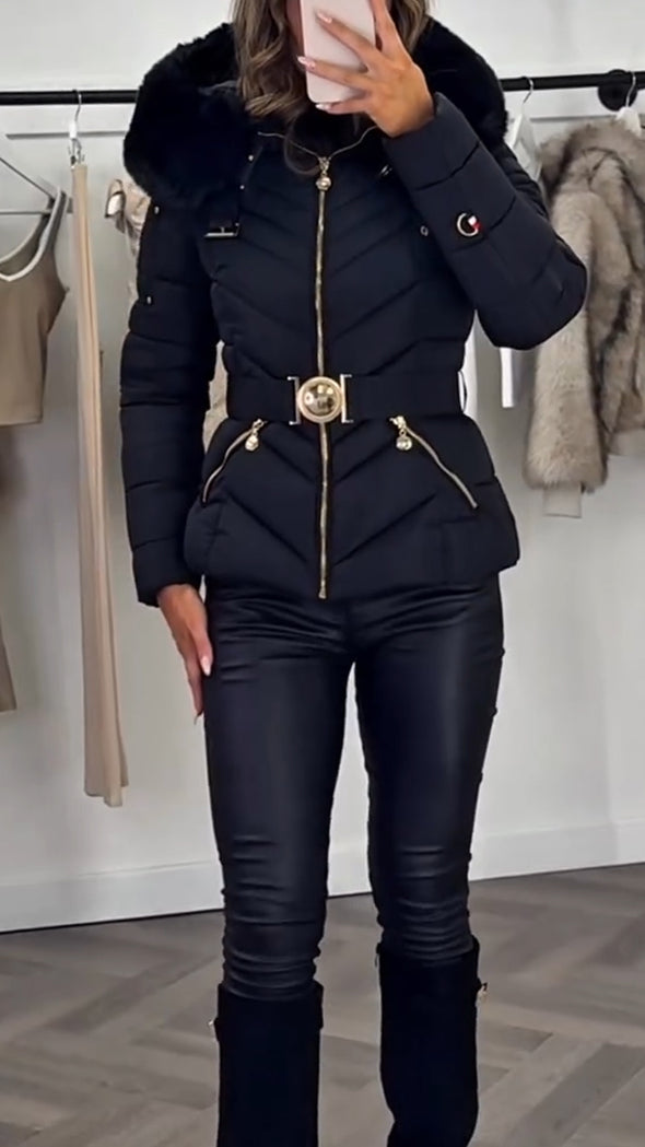 Women Hooded Plush Casual Cotton Jacket