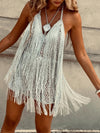 Women Neck Hanging Tassel Hollow Out Casual Vacation Style Dress