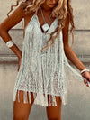 Women Neck Hanging Tassel Hollow Out Casual Vacation Style Dress