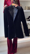 Womens Laple Collar Jacket+ Pants Velvet Temperament Commuting Suit