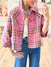 Womens Laple Collar Plaid Casual Jacket