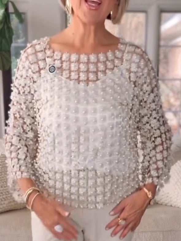 Women Suspenders Inside + Beaded Smock Casual Suit