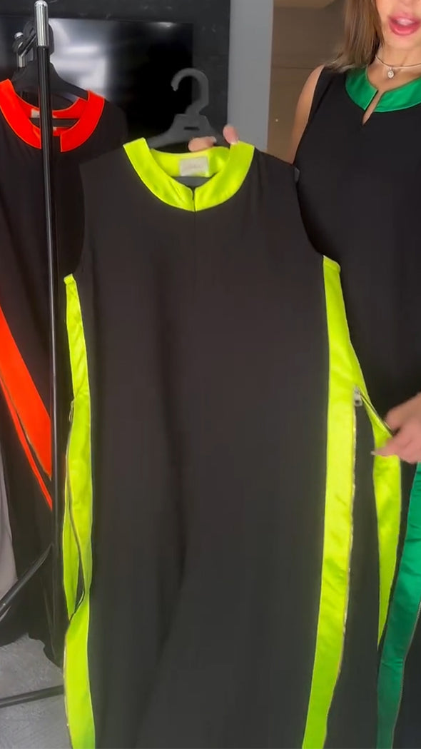 Women Round Neck Contrasting Color Casual Jumpsuit