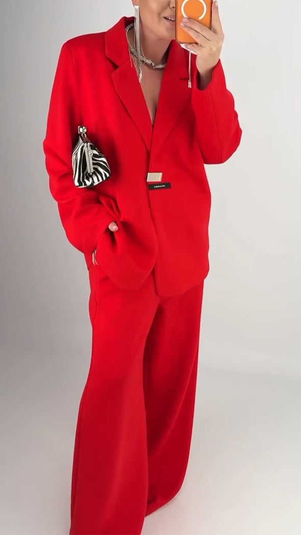 Women Laple Collar Jacket+ Pants Temperament Commuting Suit