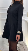 Women Round Neck Solid Color Elegant Casual Dress