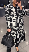Women Laple Collar Print Temperament Casual Plush Coat