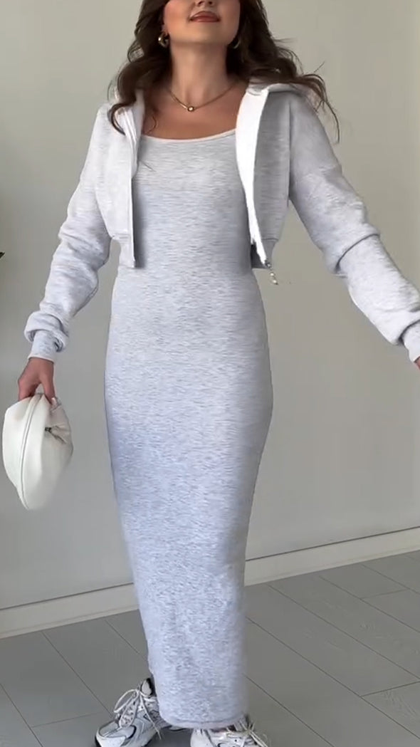 Women Inner Camisole Dress+ Jacket Casual Suit