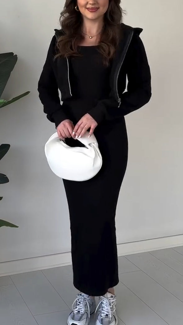 Women Inner Camisole Dress+ Jacket Casual Suit