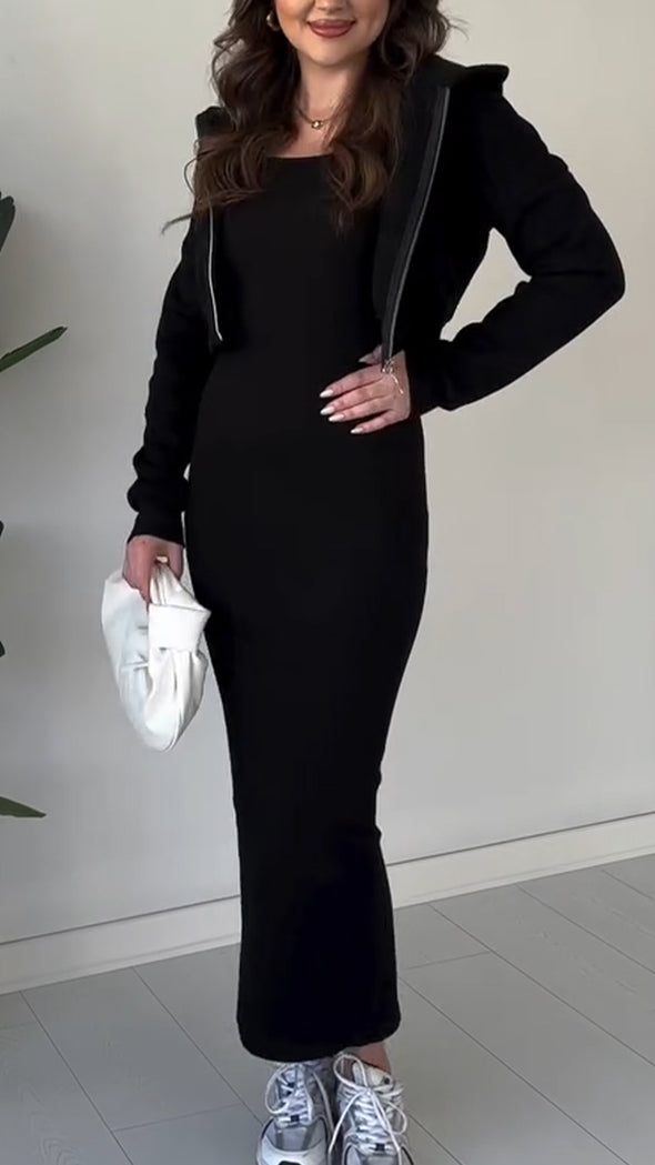 Women Inner Camisole Dress+ Jacket Casual Suit