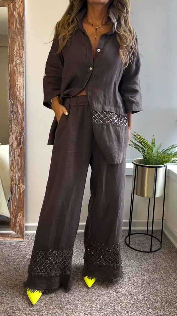 Women Lapel Splicing Sequin Casual Suit