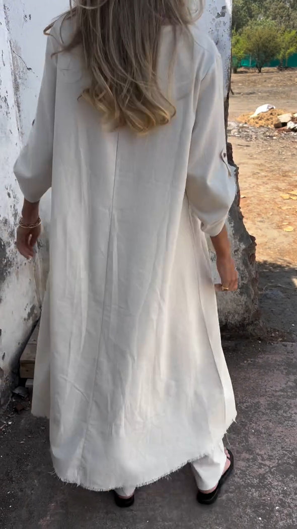 Women Round Neck Irregular Long Top+ Pants Loose Casual Suit