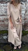 Women Round Neck Irregular Long Top+ Pants Loose Casual Suit
