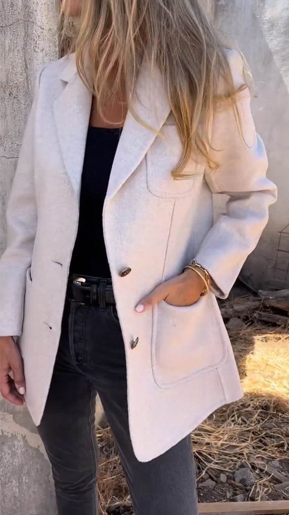 Women Laple Collar Temperament Casual Coat