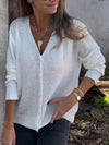 Women V-neck Solid Color Casual Top