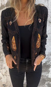 Women Sequin Printed Casual Cardigan