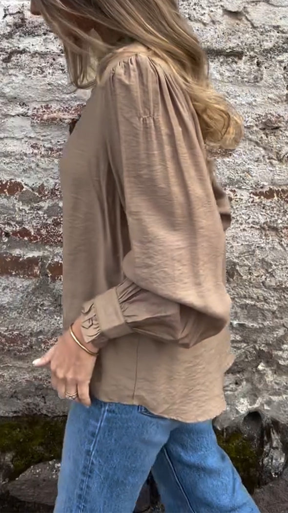 Women V-neck Breasted Casual Top