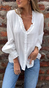 Women V-neck Breasted Casual Top