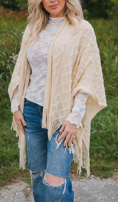 Womens Knitted Patchwork Tassel Casual Cardigan