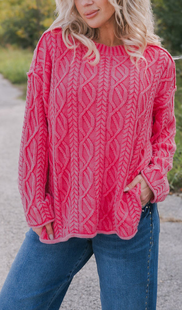 Women Round Neck Knitted Casual Sweater