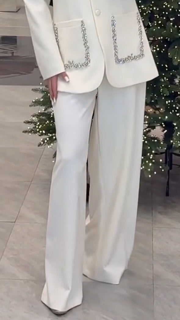 Women Laple Collar Hot Diamond Temperament Commuting Suit