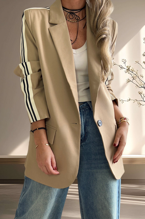 Ladies Collar Vertical Stripe Style Commuting Jacket