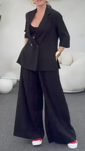 Women Lapel Jacket + Pants Temperament Commuter Suit