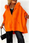 Women Fur Collar Solid Color Casual Jacket