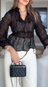 Women V-neck Pleated Drawstring Casual Top