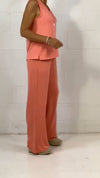 Women's Spring Casual Solid Sleeveless Crewneck Loose Two-piece Set