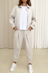 Women's Casual Simple Lapel Zipper Long Sleeve Two-piece Suit
