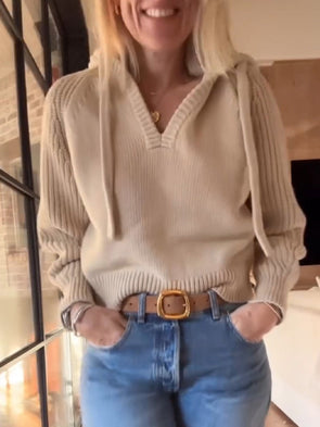 Women's V-neck Knitted Sweater Casual Top
