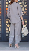 Women's Round Neck Stitching Printed Gold-stamped Commuter Suit