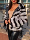 Women Plush Striped Casual Coat