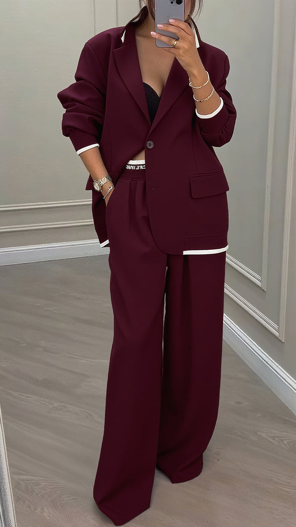 Ladies Collar Jacket+ Pants Style Commuting Suit