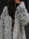 Women Lapel Hair Strip Casual Coat