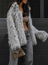 Women Lapel Hair Strip Casual Coat