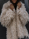 Women Lapel Hair Strip Casual Coat